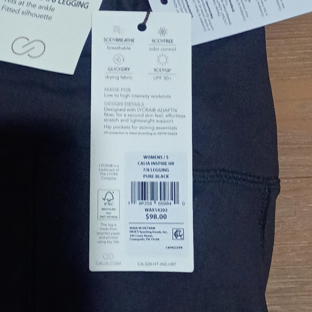 NEW CALIA Women's Inspire High Rise 7/8 Leggings - BLACK - S - Picture 2 of 5